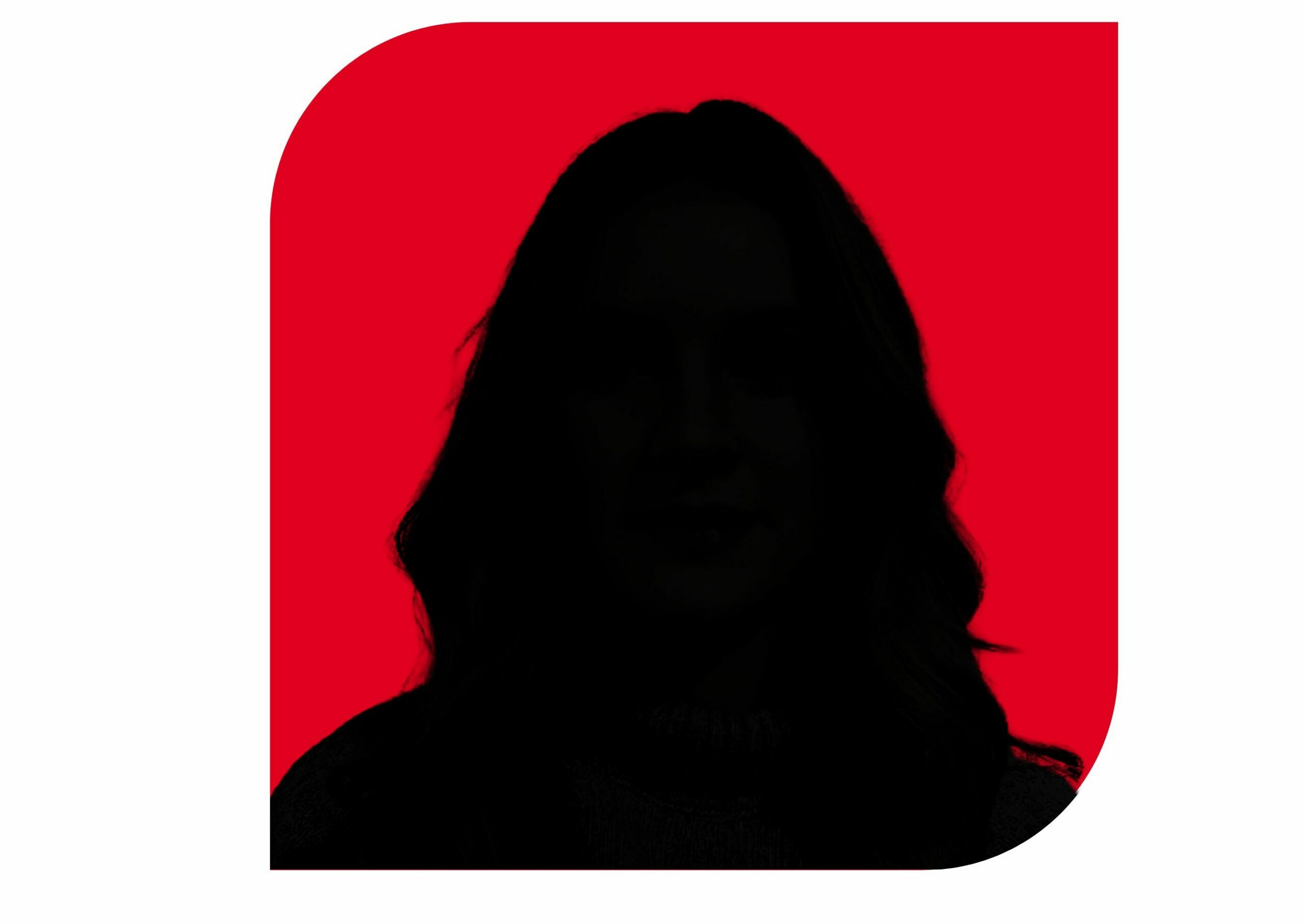 Cadre photo anonyme sur fond rouge.