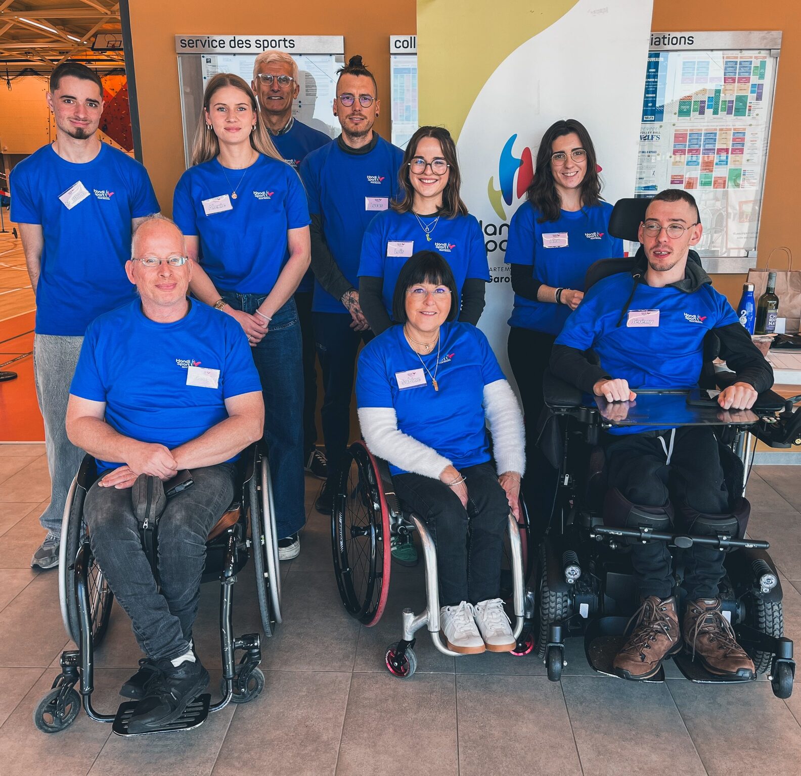 Equipe du CDH31 avec Christophe, Sabine et Jérémy au premier plan de gauche à droite, et Mathias, Alexie, Louis, Lucas, Loïs et Ana au second plan.